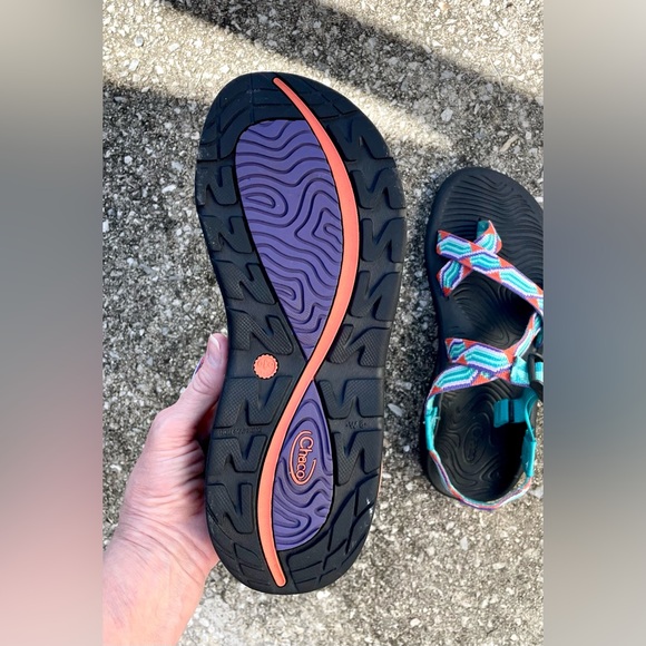 **EUC** Chaco Z/Volv 2 Sport Sandal Candy Mint GRN/ PRP/ORG - Women's Size 8 - Picture 5 of 8